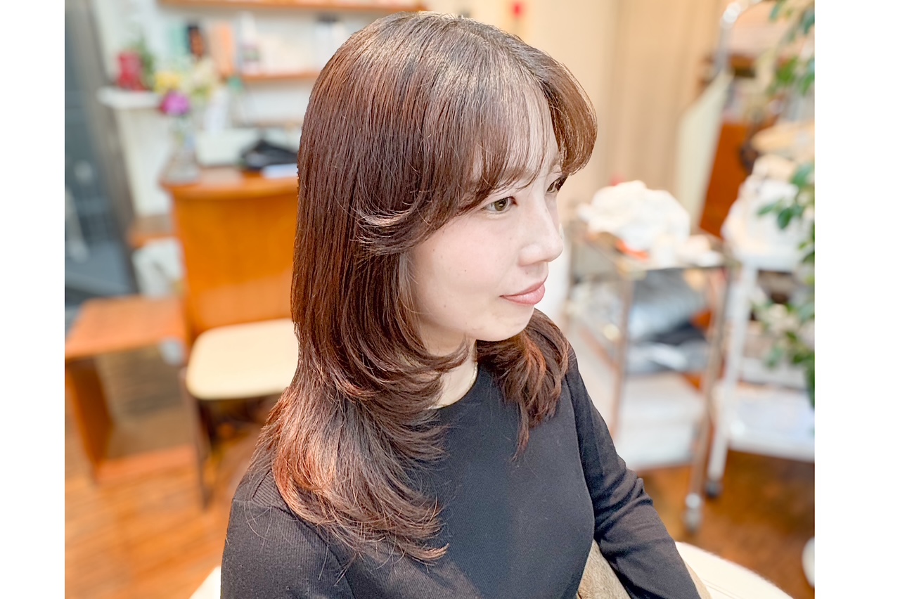 ロングウルフレイヤー×ストレートパーマ+デジタルパーマ ☆恵比寿の美容室Arcoiris☆