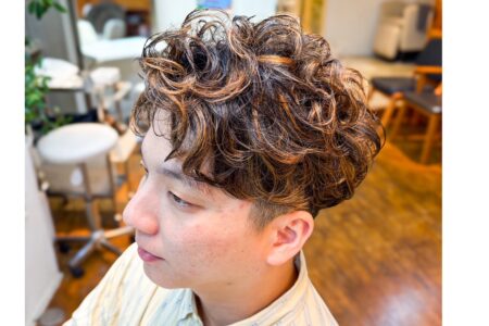 メンズ ソフトスペインカール×ダブルカラー☆オシャレ30代☆恵比寿の美容室Arcoiris☆