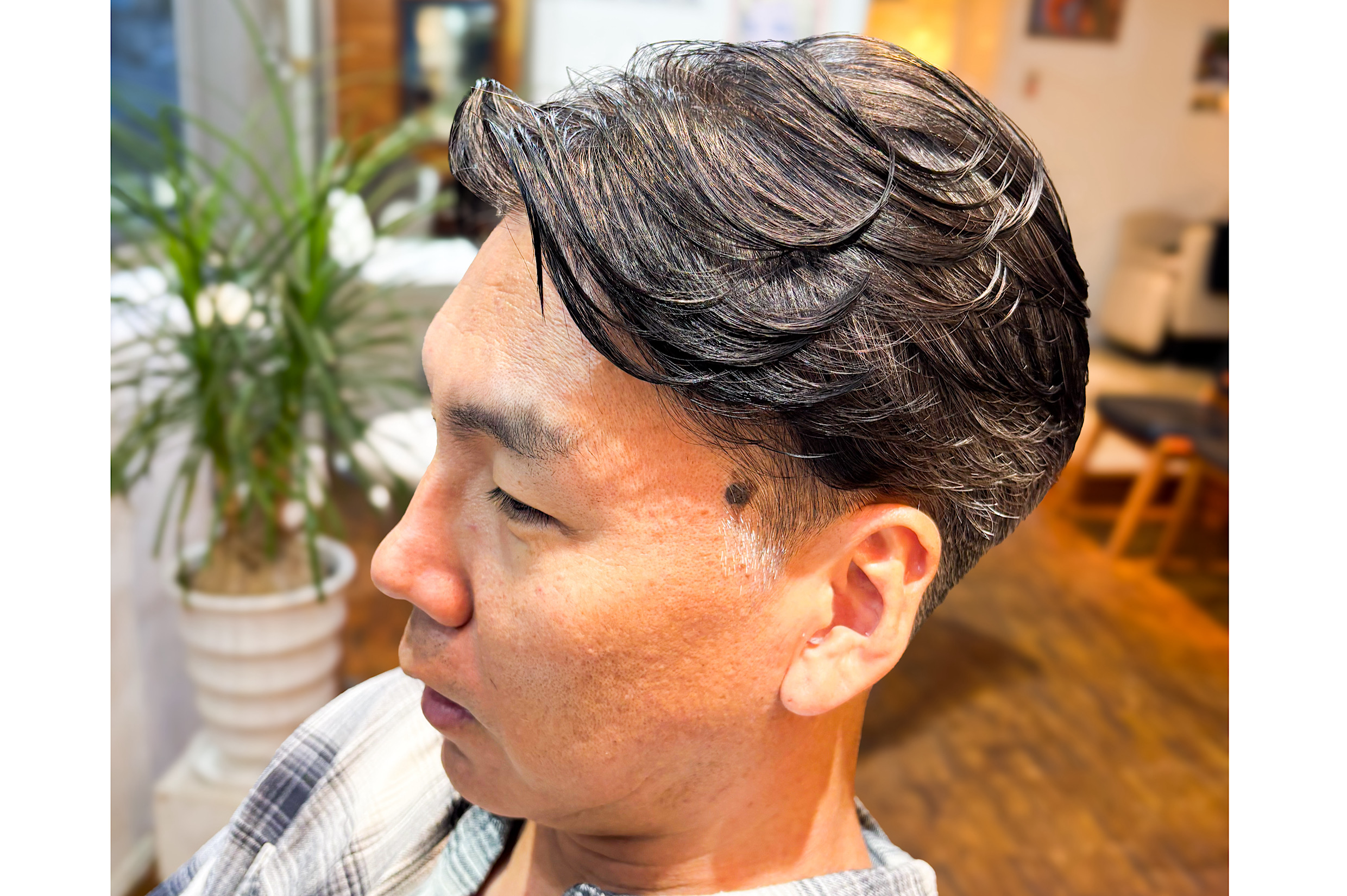 50代メンズ ツーブロマッシュ×アップバング